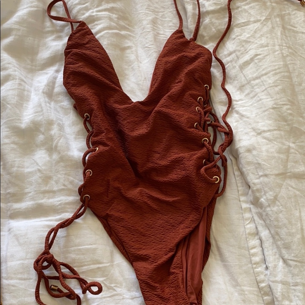 Blue Life Mermaid Lace-Up One-Piece in Orange